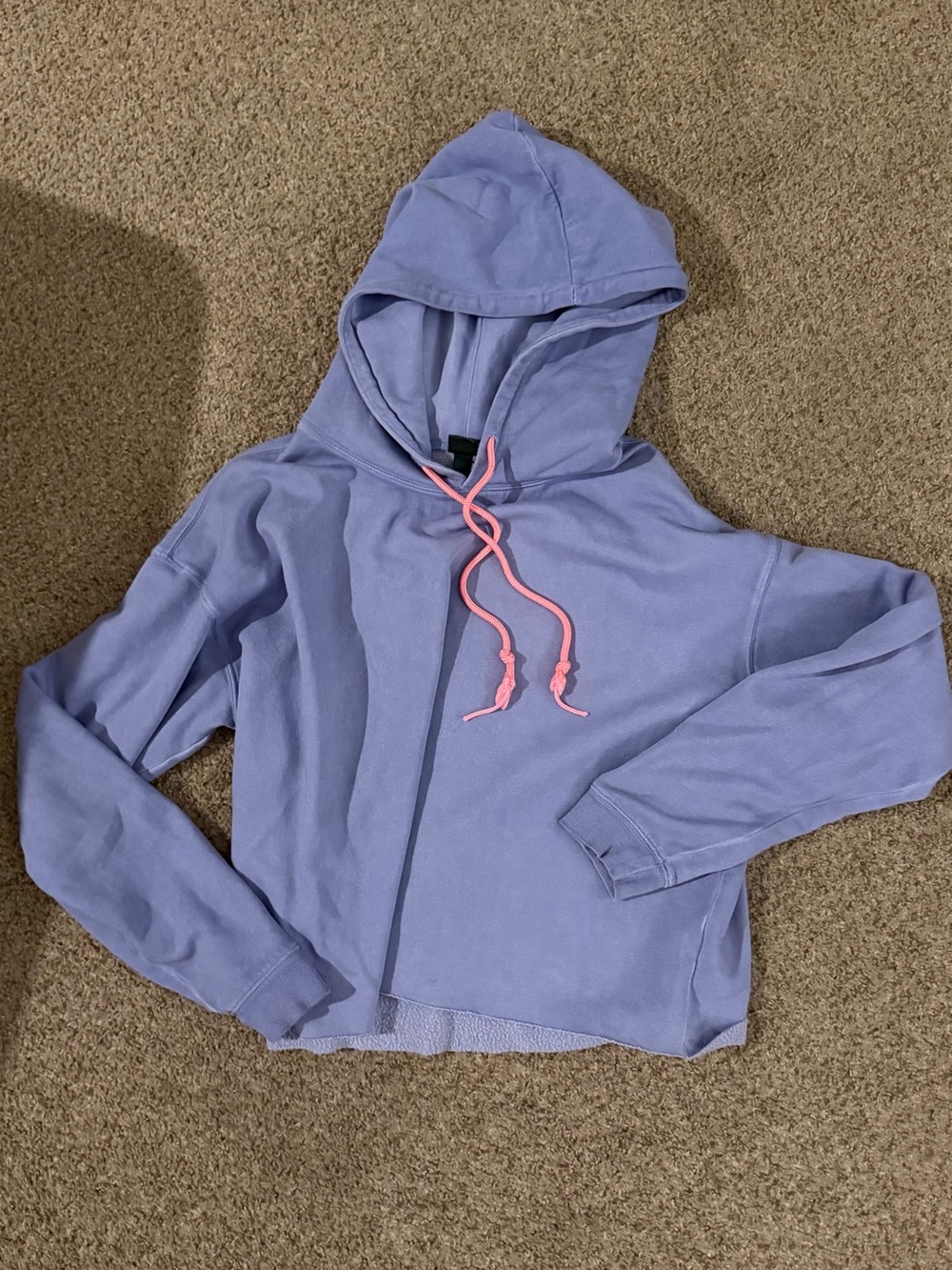 wild fable Lavender Cropped Hoodie with Pink Drawstrings